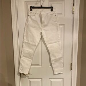LOFT White Straight Leg Jeans Distressed Casual
